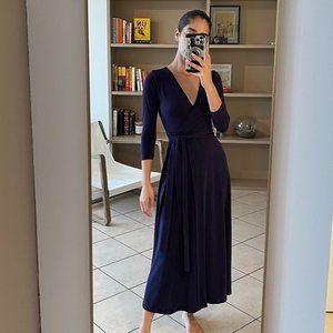 Wrap Cross Over Asos Dress (S) Navy Blue